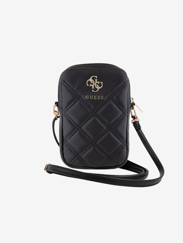 Guess Guess PU steppelt 4G fém logós fém telefontáska cipzárral Fekete