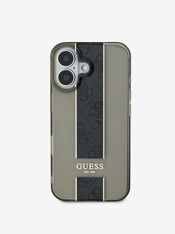 Guess Guess IML középső 4G csíkos hátlapi borító iPhone 16-hoz Fekete