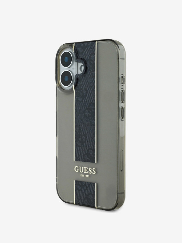 Guess Guess IML középső 4G csíkos hátlapi borító iPhone 16-hoz Fekete