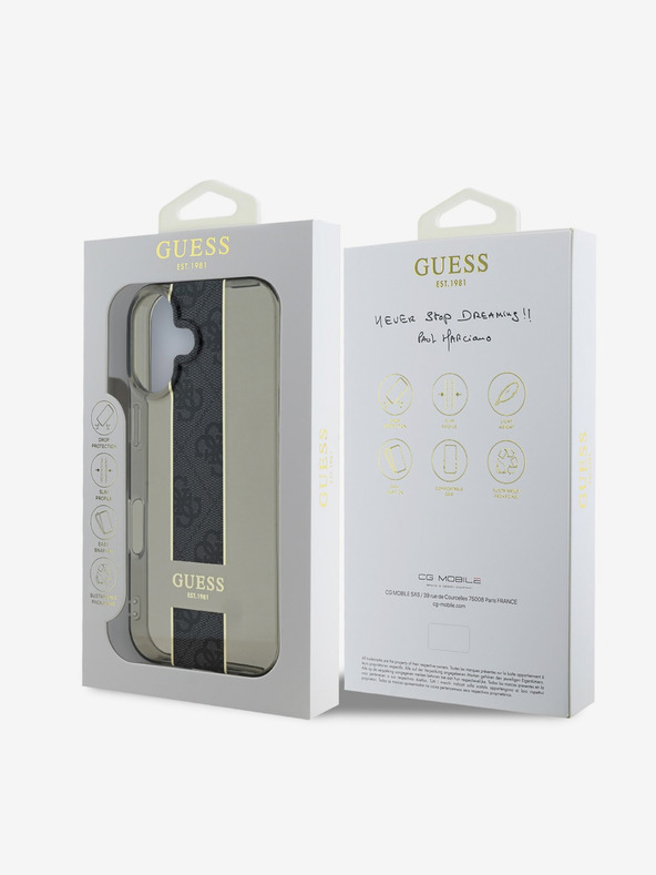 Guess Guess IML középső 4G csíkos hátlapi borító iPhone 16-hoz Fekete