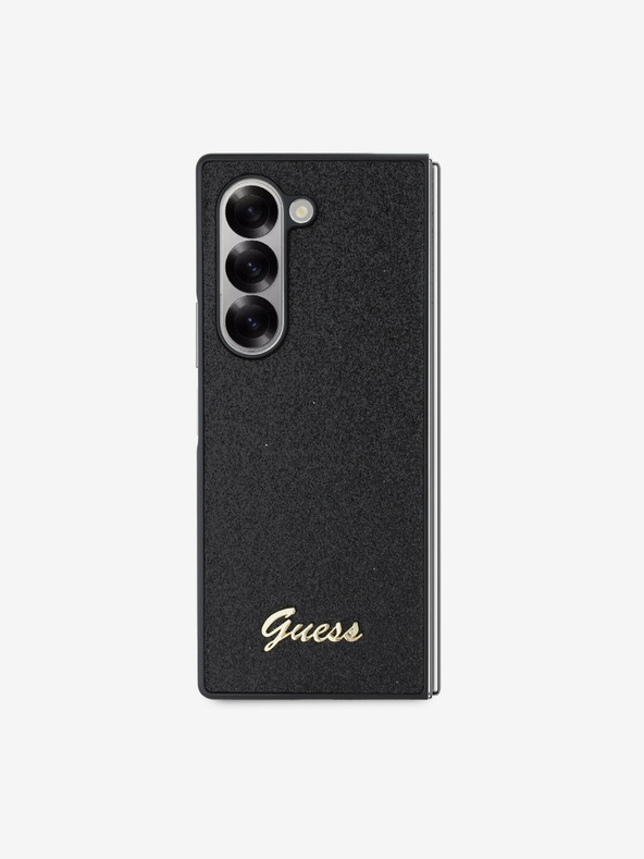 Guess Guess PC/TPU csillámpelyhek fém logós hátlap a Samsung Galaxy Z Fold 6 készülékhez Fekete