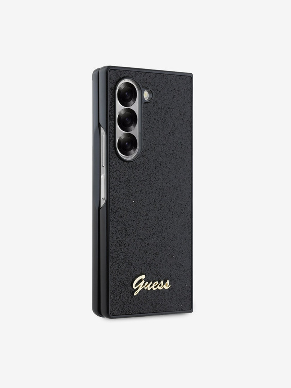 Guess Guess PC/TPU csillámpelyhek fém logós hátlap a Samsung Galaxy Z Fold 6 készülékhez Fekete