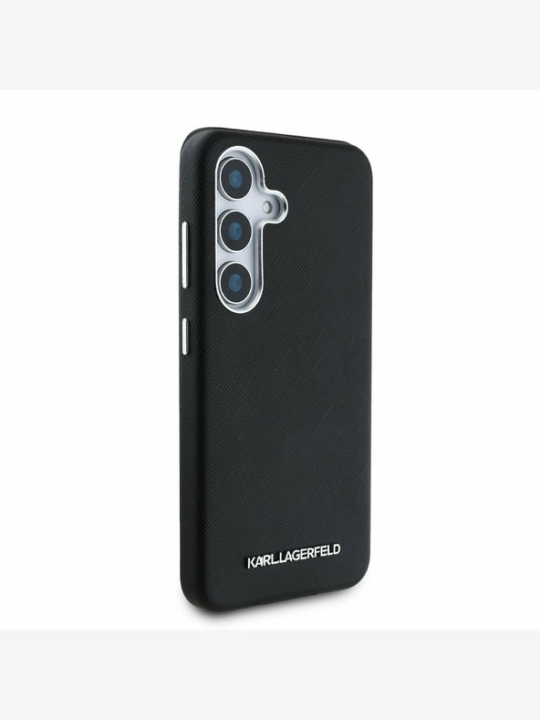 Karl Lagerfeld Karl Lagerfeld PU Saffiano fém logóval és kerettel ellátott fém hátlap Samsung Galaxy S25+ fekete színű borítóhoz