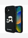 Karl Lagerfeld Karl Lagerfeld 3D gumiból készült dupla fejű hátlap iPhone 16 készülékhez Fekete