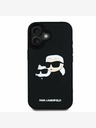 Karl Lagerfeld Karl Lagerfeld 3D gumiból készült dupla fejű hátlap iPhone 16 készülékhez Fekete