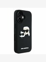 Karl Lagerfeld Karl Lagerfeld 3D gumiból készült dupla fejű hátlap iPhone 16 készülékhez Fekete