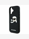 Karl Lagerfeld Karl Lagerfeld 3D gumiból készült dupla fejű hátlap iPhone 16 készülékhez Fekete