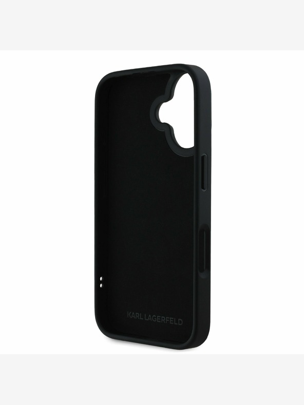 Karl Lagerfeld Karl Lagerfeld 3D gumiból készült dupla fejű hátlap iPhone 16 készülékhez Fekete