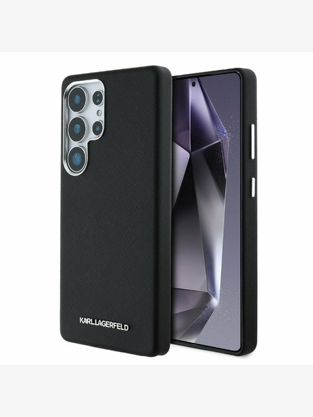 Karl Lagerfeld Karl Lagerfeld PU szafiano fém logós és keretes hátlap a Samsung Galaxy S25 Ultra Fekete modellhez