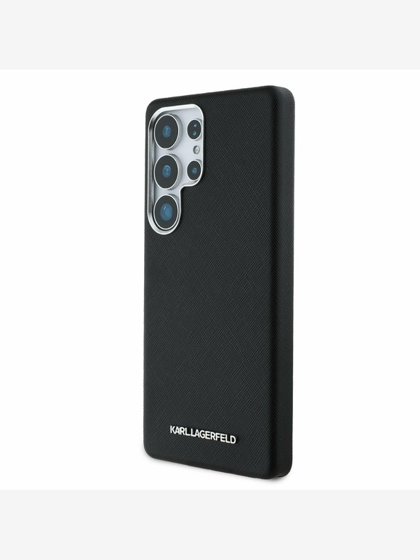Karl Lagerfeld Karl Lagerfeld PU szafiano fém logós és keretes hátlap a Samsung Galaxy S25 Ultra Fekete modellhez