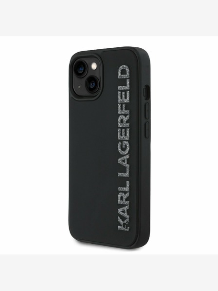 Karl Lagerfeld Karl Lagerfeld 3D gumiból készült csillogó logós hátlap iPhone 13-hoz Fekete