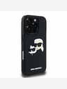 Karl Lagerfeld Karl Lagerfeld 3D gumiból készült duplafejű hátlap iPhone 16 Pro Max készülékhez Fekete