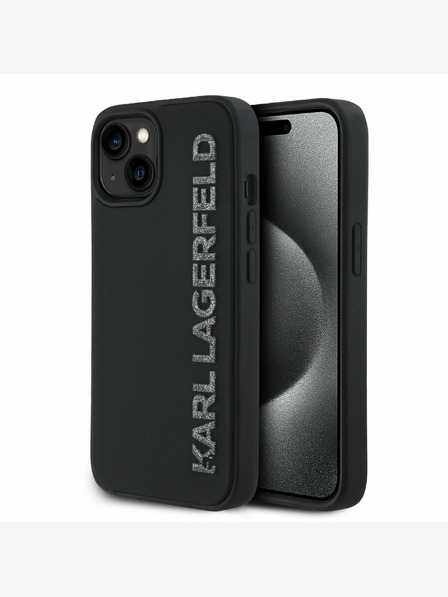 Karl Lagerfeld Karl Lagerfeld 3D gumiból készült csillogó logós hátlap iPhone 14 készülékhez Fekete