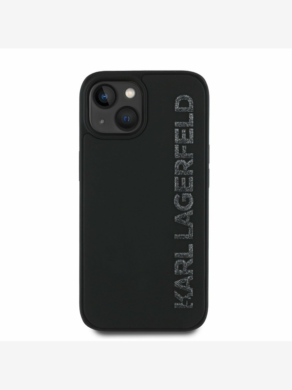 Karl Lagerfeld Karl Lagerfeld 3D gumiból készült csillogó logós hátlap iPhone 14 készülékhez Fekete