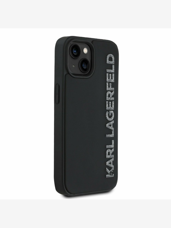 Karl Lagerfeld Karl Lagerfeld 3D gumiból készült csillogó logós hátlap iPhone 14 készülékhez Fekete