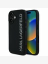 Karl Lagerfeld Karl Lagerfeld 3D gumiból készült csillogó logós hátlap iPhone 16-hoz Fekete