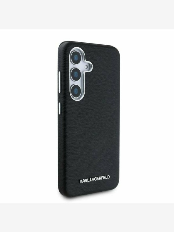Karl Lagerfeld Karl Lagerfeld PU Saffiano fém logóval és kerettel ellátott fém hátlap a Samsung Galaxy S25 készülékhez Fekete