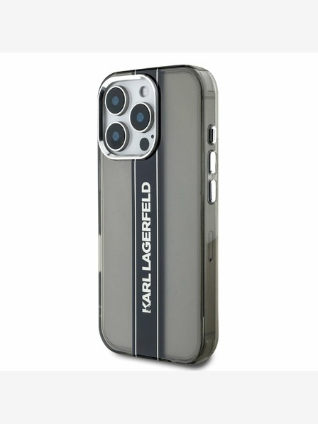 Karl Lagerfeld Karl Lagerfeld IML csíkos logós hátlapi borító iPhone 16 Pro készülékhez Fekete