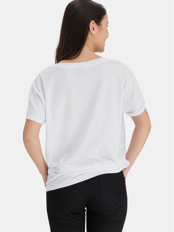 Sam 73 Fehér női laza póló SAM 73 nyomtatással