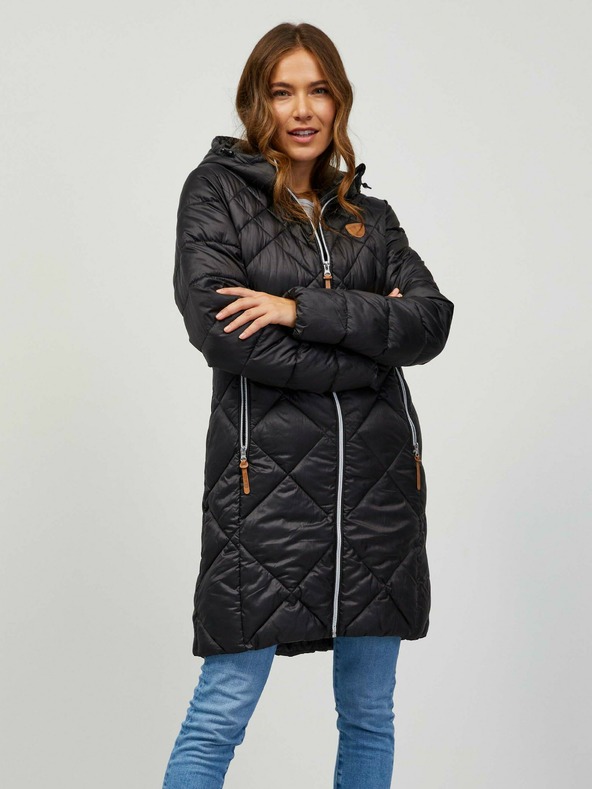 Sam 73 Fekete női kapucnis steppelt kabát Sam 73