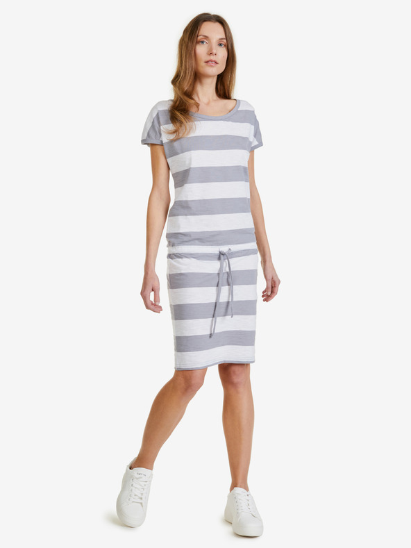 Sam 73 Fehér és szürke női csíkos rövid ruha SAM 73 Matilda