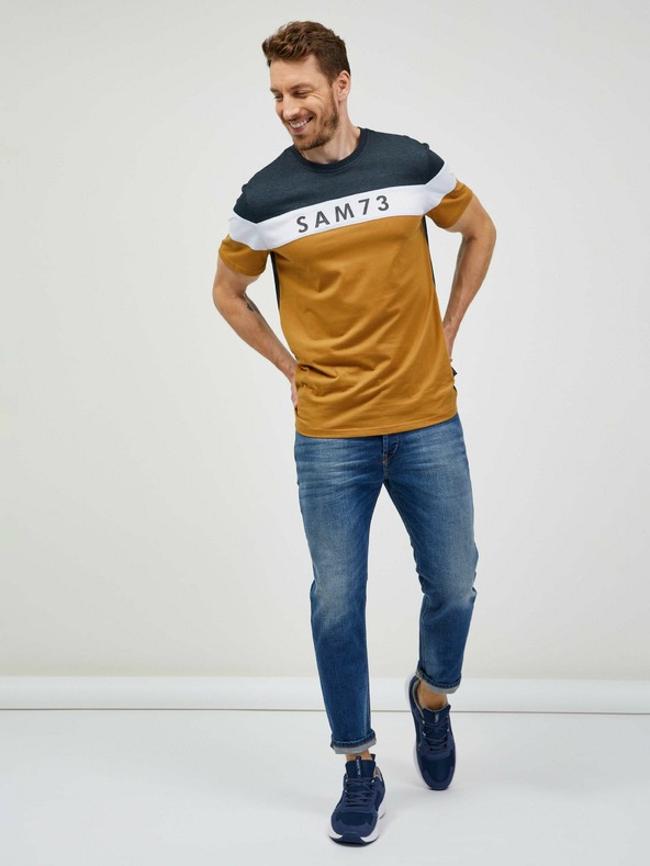 Sam 73 Szürkésbarna férfi póló SAM 73 Kavix