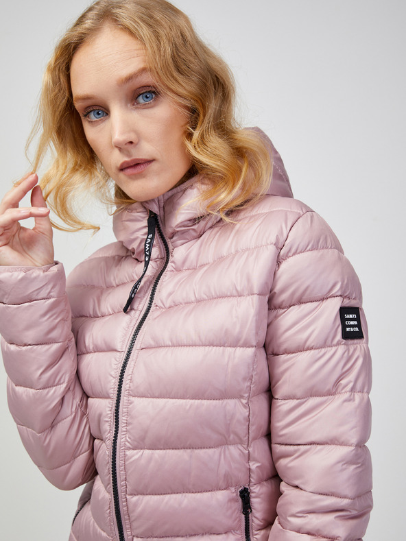 Sam 73 Világos rózsaszín női steppelt télikabát SAM 73 Futsa