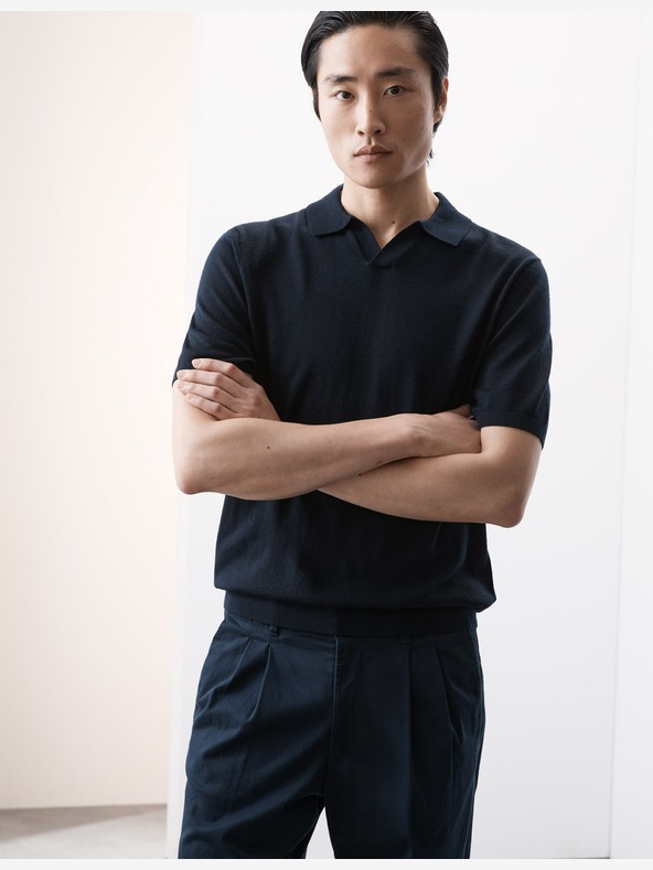 Marks & Spencer Kötött pólóing tiszta extra finom merinó gyapjúból Marks & Spencer tengerészkék