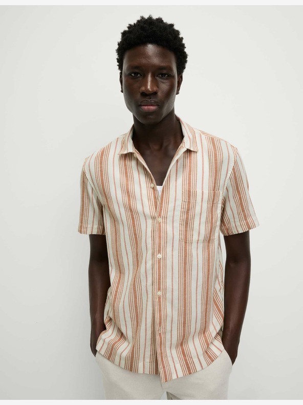 Marks & Spencer Tiszta pamut csíkos ing, könnyen vasalható Marks & Spencer narancssárga színben