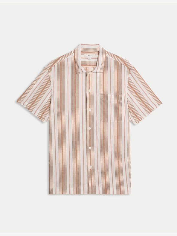 Marks & Spencer Tiszta pamut csíkos ing, könnyen vasalható Marks & Spencer narancssárga színben
