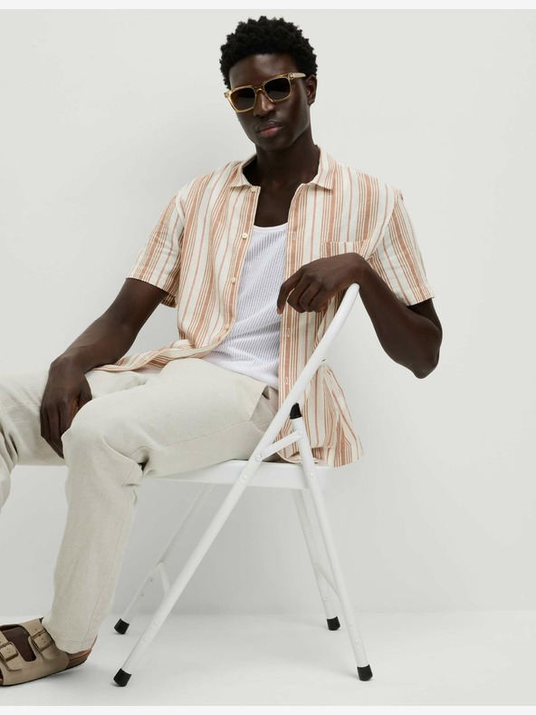 Marks & Spencer Tiszta pamut csíkos ing, könnyen vasalható Marks & Spencer narancssárga színben