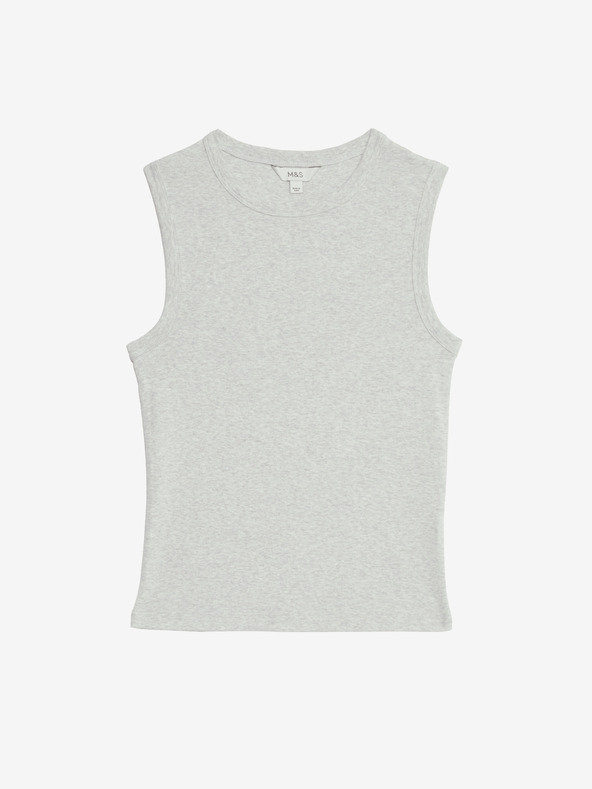 Marks & Spencer Bordázott, magas pamutszövetből készült, bordázott pántos pántos felső Marks & Spencer szürke