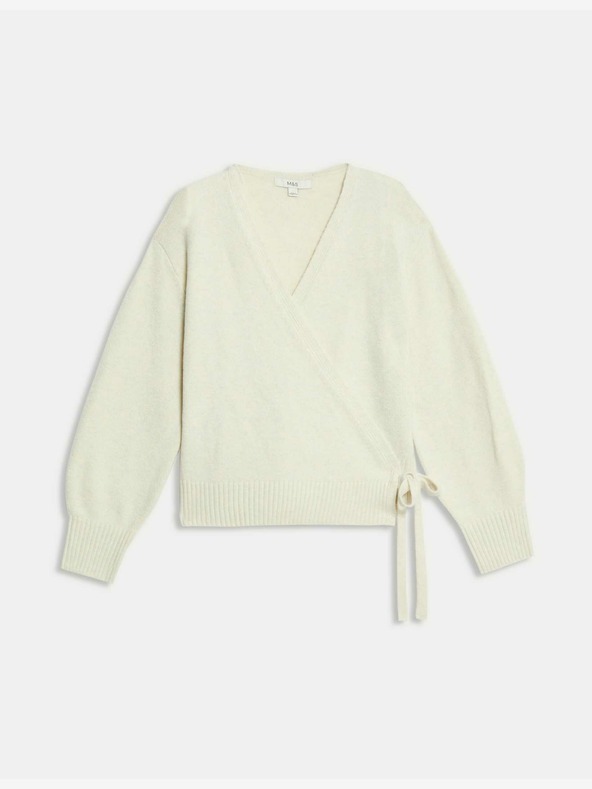 Marks & Spencer Laza, V-nyakú kardigán Marks & Spencer bézs színű