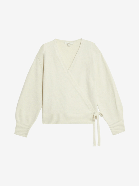 Marks & Spencer Laza, V-nyakú kardigán Marks & Spencer bézs színű