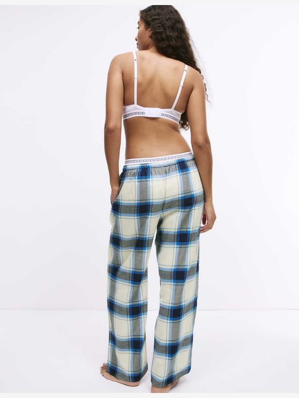 Marks & Spencer Marks & Spencer kockás, széles szárú pizsamanadrág pamut keverékből tengerészkék