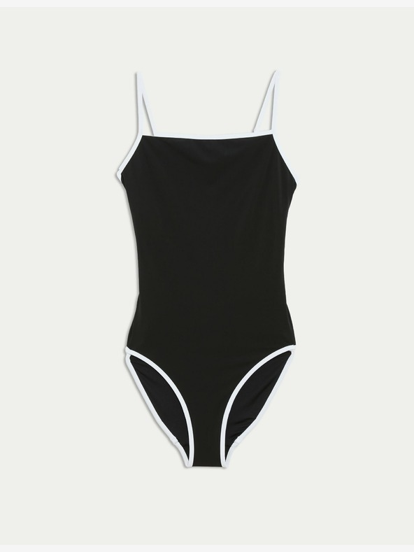 Marks & Spencer Fürdőruha kontrasztos szegéllyel és szögletes nyakkivágással Marks & Spencer black