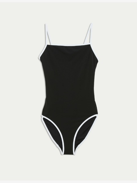 Marks & Spencer Fürdőruha kontrasztos szegéllyel és szögletes nyakkivágással Marks & Spencer black