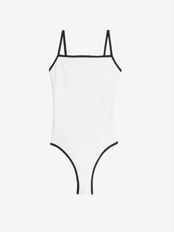 Marks & Spencer Fürdőruha kontrasztos szegéllyel és szögletes nyakkivágással Marks & Spencer fehér