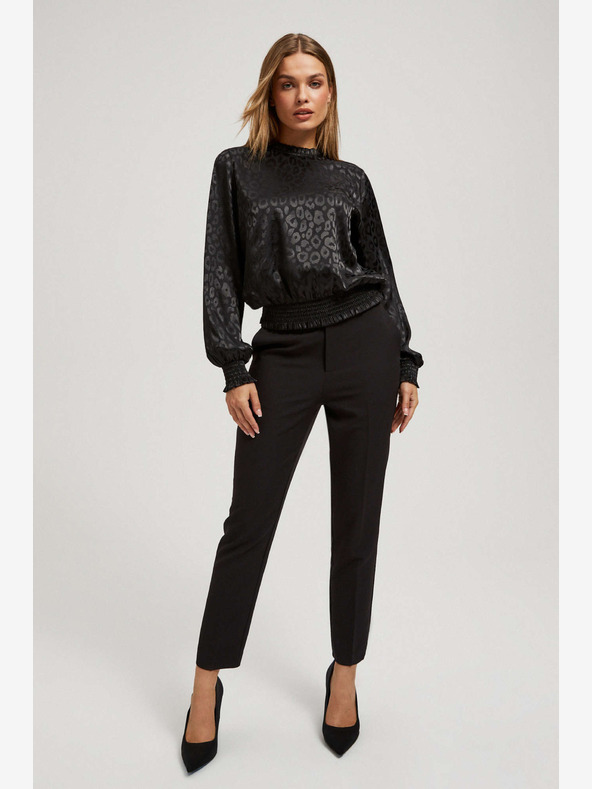 Moodo Moodo fekete póló fodros ujjakkal