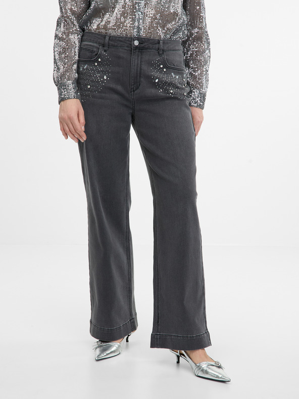 Orsay ORSAY sötét szürke női wide leg farmernadrág