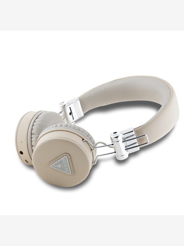 Guess Guess PU szemcsés háromszög logós ENC vezeték nélküli fejhallgató bézs színű