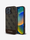 Guess Guess PU 4G csíkos csíkos hátlapi borító iPhone 16 Pro Max készülékhez Barna