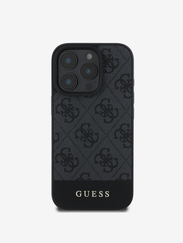 Guess Guess PU 4G csíkos csíkos hátlap iPhone 16 Pro Max készülékhez Szürke