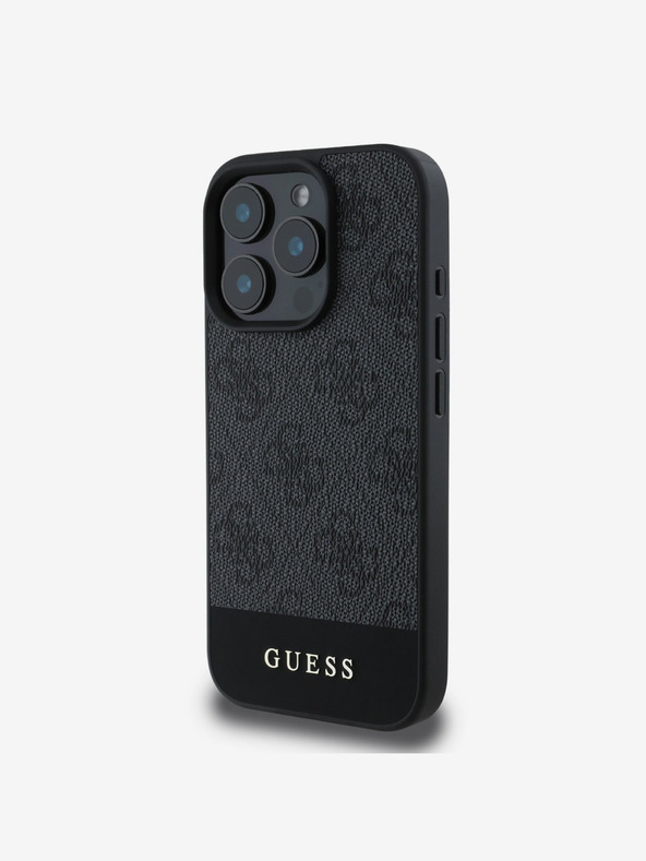 Guess Guess PU 4G csíkos csíkos hátlap iPhone 16 Pro Max készülékhez Szürke