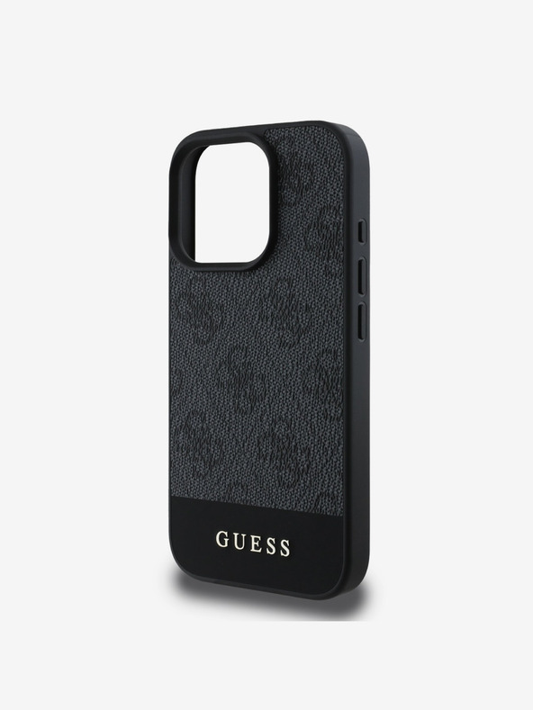 Guess Guess PU 4G csíkos csíkos hátlap iPhone 16 Pro Max készülékhez Szürke