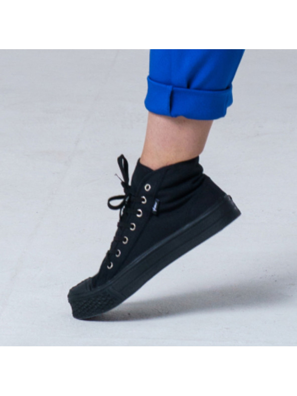 Vasky Női vászon boka tornacipő / csizma fekete Vasky Kanvasky High