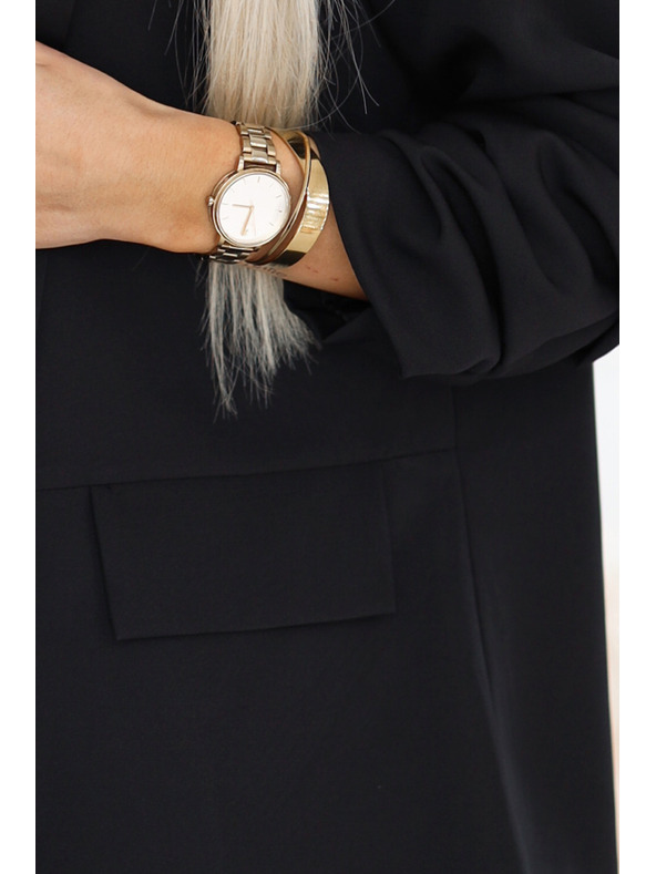 numoco Női klasszikus kabát fodros ujjakkal - fekete