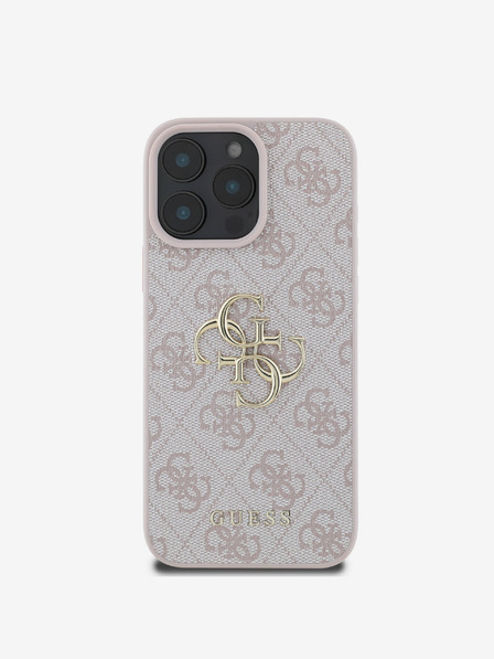 Guess Guess PU 4G fém logós hátlap iPhone 16 Pro készülékhez Rózsaszínű