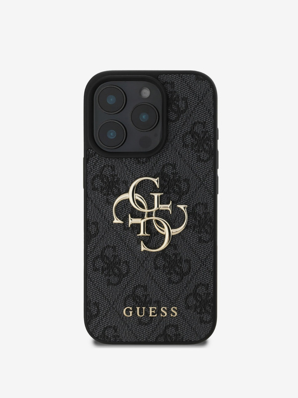 Guess Guess PU 4G fém logós fém hátlap az iPhone 16 Pro készülékhez Szürke