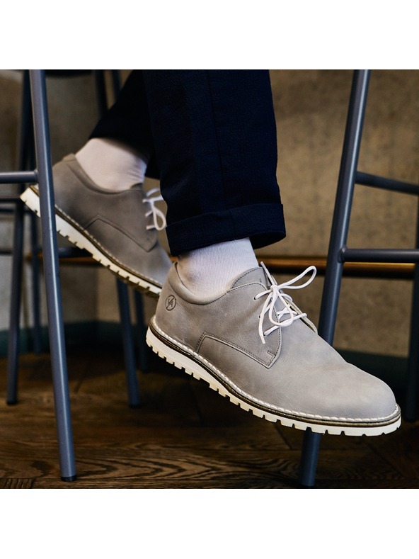 Vasky Női bőr félcsizma szürke - tavaszi / őszi Vasky Derby csizma.